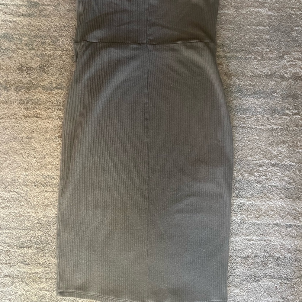 Express Olive Ribbed Mini Dress - Picture 2 of 3